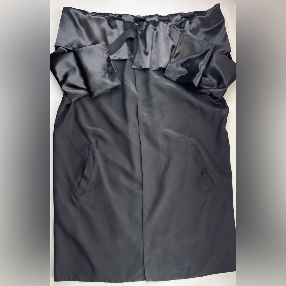 Roland Mouret Black Relaxed Fit Satin Sleeves & Collar “Orion” Opera Coat Sz 2/6 - Picture 11 of 14